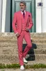Moda Watermelon Red Men Wedding Tuxedos Notch Lapel Groom Tuxedos Doskonała Mężczyźni Kurtka Blazer 3 szt. Garnitur (kurtka + spodnie + krawat + kamizelka) 2760