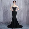 Black Mermaid Lace LongWedding Dresses With Straps Open Back Women Modern Non White Reception Gowns Simple Elegant Custom Made2258852