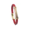 Красный натуральная кожа браслеты Мужчины Оптовая Clear Cz Длинные пробки браслет Stainles стали ювелирные изделия для женщин