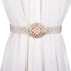 Luxe femmes perle ceinture pour robe élégante boucle florale pleine en plastique perle décoration strass ceinture Fem taille élastique 121
