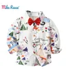 Fashion kids boys shirts cotton print baby boy shirt long sleeve flower white blouses oxford toddler girls blouse casual shirt