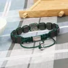 Mode Mäns Banle Smycken Äkta Stingray Läder Kvadratisk Armband med 8x8mm Natural Pyrit Stone Sqaure Pärlor Armband för semestergåva