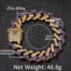 15mm 3 Colors personalized Gold Silver Hip Hop Bling Diamond Cuban Chain Bracelet for Men Blue Black White Bijoux Mens Chains Jewe211N