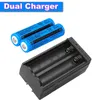 2 batteries Li-ion rechargeables 18650, 3000mAh, 3.7V, BRC, pour lampe de poche, torche Laser + double chargeur 18650