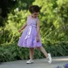 Tulle Flower Girls Dresses Sheer Jewel Neck Purple Short Girls Pageant Dresses Formal Wedding Wear Summer Dress