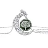 Livets träd Moon Time Gem Pendant Halsband Plant Cabochon Smycken Kvinnor Halsband Drop Ship