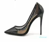 Vente chaude - Femmes Noir En Cuir Verni Talons Hauts Pompes 12cm Taille 43 Bout Pointu Designer Chaussures Femmes Pompes De Luxe Stilettos