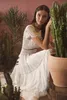 Vintage Bohemian Backless Wedding Dresses 2020 Short Sleeve Lace Appliqued Boho Chiffon Bridal Bowns A Line Wedding Dress Robe de 190V