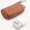 Moda Portátil Genuine Leather Mini Bolso Tampa Para Airpods Fone de Ouvido Protetor Case Simples Carregando Chaves Do Carro Coin Coin Bolsa De Vote