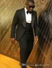 Latest Design One Button Black Groom Tuxedos Shawl Lapel Groomsmen Best Man Mens Wedding Suits (Jacket+Pants+Vest+Tie) D:287