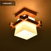 Japanse Warmly Home Cottage Tatami Houten Plafondlamp Led Met Glazen Lampenkap Gang Hal Balcont E27 Moderne Plafondlamp I9605505