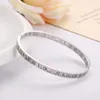 316L Roman Digital Bracelets Trend New Hollowed Letter Couple Bracelets Rose Gold Nail Diamond Bangle Women's Jewelry