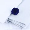 HAWSON hommes chemise de smoking bijoux bouton de manchette ensemble de clous mode bleu violet soie noeud boutons de manchette bouton livré avec boîte