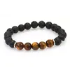 6 projetos rocha de lava Beads encantos pulseiras naturais essenciais Difusor Oil Elastic Bracelet Rocha vulcânica frisada Mão Cordas homens Pulseira