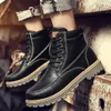 Hot Sale-Boots Para Botas De Couro De Estilo Britânico dos homens Não-Slip Resistente Ao Desgaste-High-Cut Ferramental Mais vendidos 40