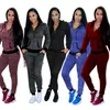 Joga Zestaw Winter Sport Garnitur Gym Odzież Fitness Designer Kobiety Sportwear Trening Ubrania Dla Kobiet 2 Szcieśce Z Kapturem + Długie Spodnie Dresy