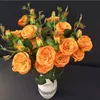 Jedwab Kształt Otwórz Róża Kwiat Pędy Sztuczne Rose Oddziały 7 Kolory Dla Wedding Home Showcase Dekoracyjne kwiaty