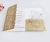 Laser Cut Wedding Invitations With RSVP Cards Gold Silver Glitering Customized Folded Wedding Invitation Cards With Envelopes BW-HK153C