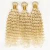 Extensions de cheveux bouclés profonds brésiliens blonds 7a 100% armure de cheveux humains cheveux bouclés crépus serrés vague profonde 3pcs Jerry Curl # 613