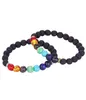 Yoga Bracelets Black Natural Lava 7 Chakra Healing Balance 8 mm Beads Bracelet For Men Women Prayer Stones 500pcs