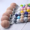 Ny Ins Hot Sale Baby Trä Pärla Pacifier Chain Clips With Cover Foreign Trade Hot Sale Handgjorda Naturligt Spädbarn Baby Nådig Pacifier A7813