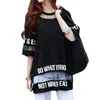 Regular Plus Size T Shirt Women Summer Tops Half Sleeve Fashion Hollow Out Letter Printed Long Mesh Tops Female T-Shirt Tees Female Trend