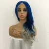 Full Lace Human Hair Wigs Pre Plocked Brasilian Remy Hair Blue And White Porslin Style Natural Wave Lace Front Human Hair Wig