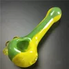 Yellow Green Pyrex Smoking Pipes Hand Spoon Beautiful Glass Handcraft 9cm Tobacco Accessories