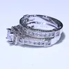 Gioielli di moda vintage 925 Sterling Silver Princess Cut White Topaz Cz Diamond Eternity Couple Rings Anello da sposa da sposa set FPR 1181656