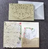 Luxury Glitter Gold Wedding Invitations Transparent Enkuvert Personliga insatser Ros Laser Cutting Party Pocket Invitno Inre no1840011