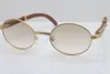 Atacado-Hot madeira Sunglasses Vintage Metal Material Unisex 7550178 óculos de sol de madeira Round Frame Tamanho: 57-22-135mm