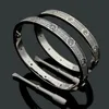 titaniumes Steel 3 Row Full Diamond Bracelet Fashion Women Men Chirstmas Bangle Bracelets Distance with Velvet Bag