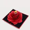 3D Rose Flower Ring Box Up Spinning Rings Holder Jewel Case Black Red Gold 12 6 5 1 8 CM Grace Marry Wedding Boxes256n