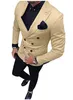 All Loved Peak Lapel Groomsmen Double-Breasted Groom Tuxedos Men Suits Wedding/Prom/Dinner Best Man Blazer(Jacket+Tie+Pants) 028