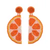 Creativo stile frutta a forma di limone e arancia con orecchini pendenti con perline Summer Cool Beach fatti a mano orecchini di dichiarazione per le donne