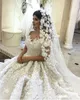 Vintage Koronki Koraliki Kwiatowe Suknie Ślubne Kryształ Off Ramię Arabia Bride Plus Size Saudi Dubaj Afryki Suknie Ślubne Ball Custom