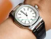 Bekijk nieuwe mens automatisch uurwerk Cal.324 SC datum Diamond Bezel mannen Eta 5711/1A-011 platina horloges lederen band 40 mm fabriek heren horloge