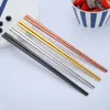 Błyszczący Tytanium Platerowane Złote Pałeczki Kolorowe Pałeczki Ze Stali Nierdzewnej Wysokiej Jakości Złoto Silver Rainbow Square Chopsticks DBC BH3092