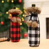 Plaid Christmas Wine Fles Cover Decoratie Wijn Champagne Bottle Tas voor Party Home Decor Xmas Supplies 2 Color DHL XD22316