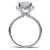 Merkez 25 Karat F Renksiz Yuvarlak Kesilmiş Moissanite Nişan Düğün Yüzüğü Seti Label Diamond Accents Solid 14K Kadınlar 2 Parça Y1906124310349