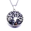 Fashion Natural Stone Turuoise Tree of Life Necklace Gold Opal Rosa Crystal Life Tree Necklace för kvinnor