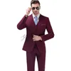 Costumes de marié Bourgogne 2019 Smokings de mariage de revers crantés Meilleur Costumes Homme Slim Fit 3 Pièces