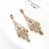 Hurtownia-Gem ślubny ślubny Dangle Kolczyki dla kobiet Luksusowy projektant Kolorowe Bling Diamond Gemstone Kolczyk Biżuteria Miłość Prezent