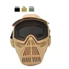 Máscara tática de airsoft para esportes ao ar livre equipamento de proteção para tiro ao ar livre metal aço malha de arame rosto inteiro NO03-200