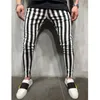 2019 mode Dünne Hosen Sommer Herren Stretch Striped Plaid Hosen Komfortable Hohe Taille Zipper Casual