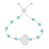 Wholesale- Silver Endless Love Bracelet With Turquoise