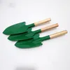 26cm Mini pelles à sable pelles de plage pelles de jardin en métal avec manche en bois robuste outils de jardinage sûrs truelle pelle vert