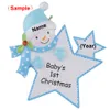 Maxora personlig baby första jul ornament blå pojke rosa tjej stjärna som hantverk souvenir för natal baby gåvor