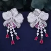 Godki Mismatch Luxury Flower Trendy Green Cubic Zirconia American Wedding Party Earring Jewelry For Women J190721226F