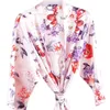 Robes de cetim para dama de honra, presentes florais, estampa floral, longo, para festa de noiva, meia manga, m, l, xl, xxl, roupões de banho, 2019